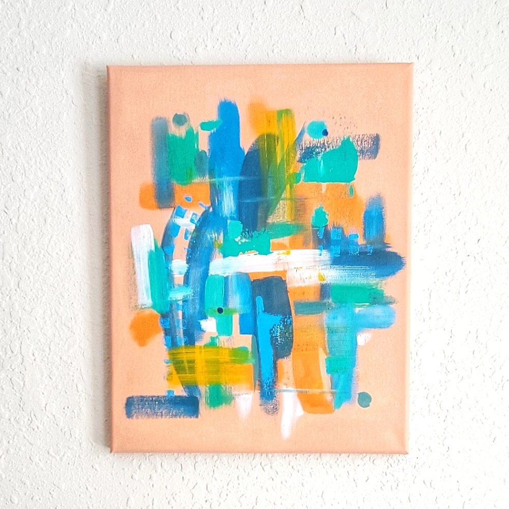 Original Abstract Acrylic Canvas Painting 11"×14"